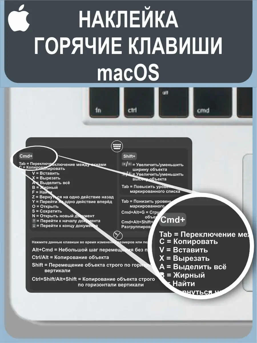 Наклейки на макбук MacOS Горячие клавиши Российская Фабрика Виниловых  Наклеек купить по цене 56 400 сум в интернет-магазине Wildberries в  Узбекистане | 131581100