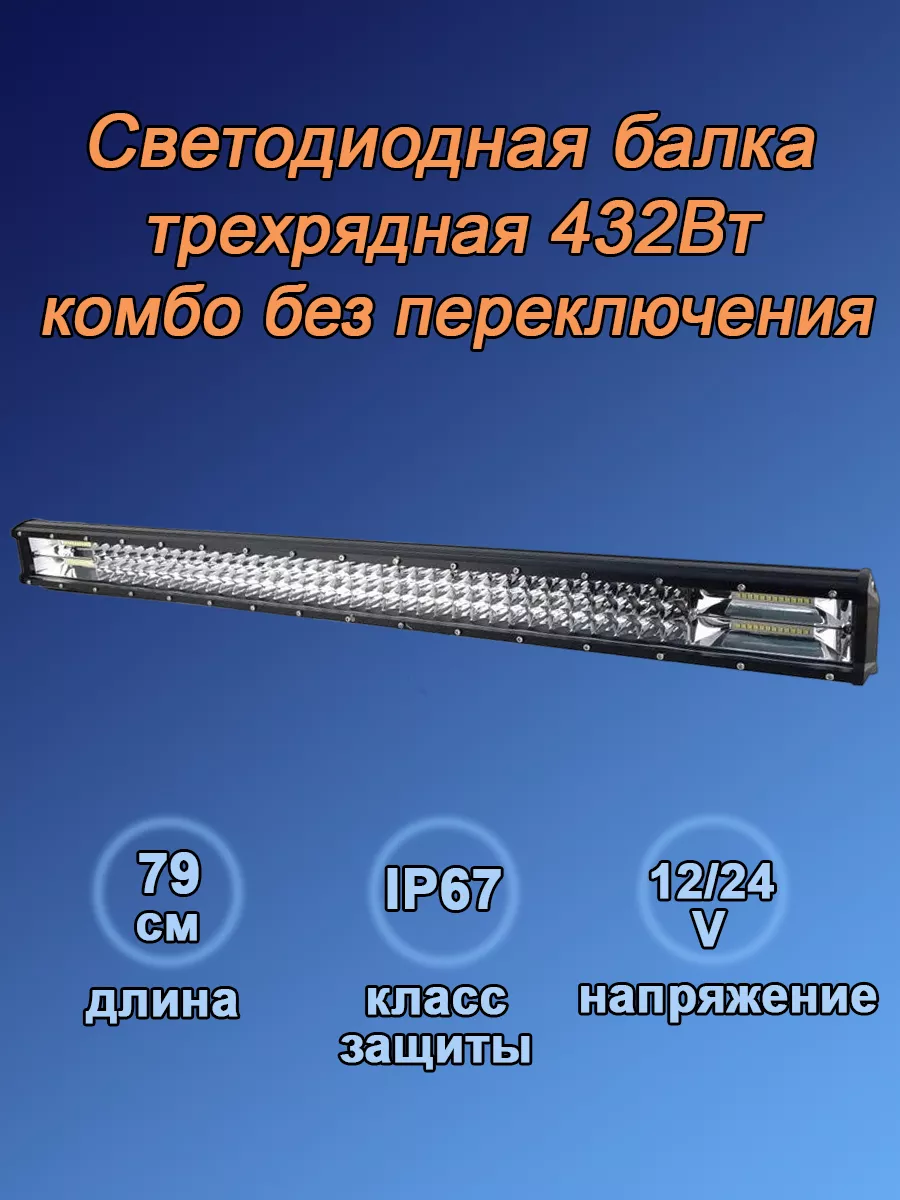 Интересные решения Светодиодная балка на багажник и крышу авто 432Вт комбо  свет