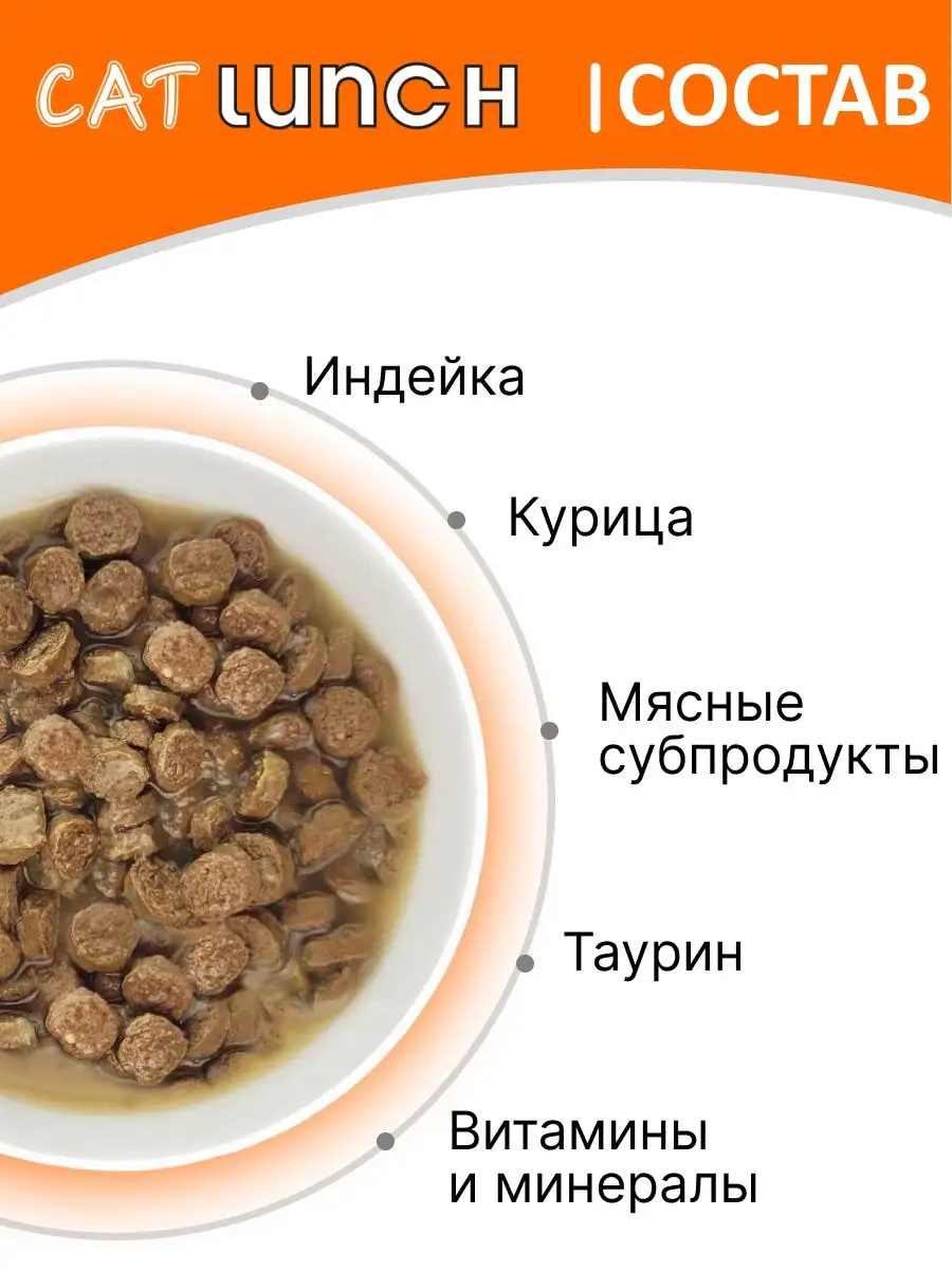 Cat Lunch Влажный корм для котят Индейка и Курица в желе