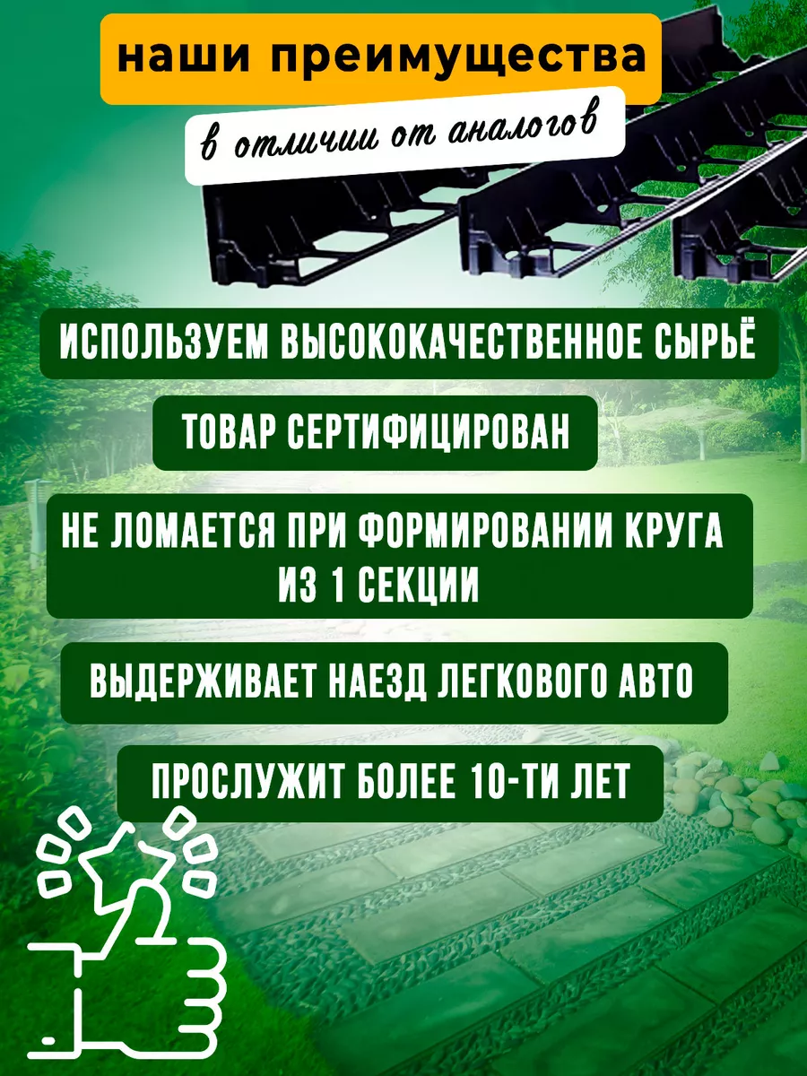 Бордюр садовый пластиковый 8 метров, высота 78мм ГеоПластБорд купить по  цене 2 908 ₽ в интернет-магазине Wildberries | 133844787