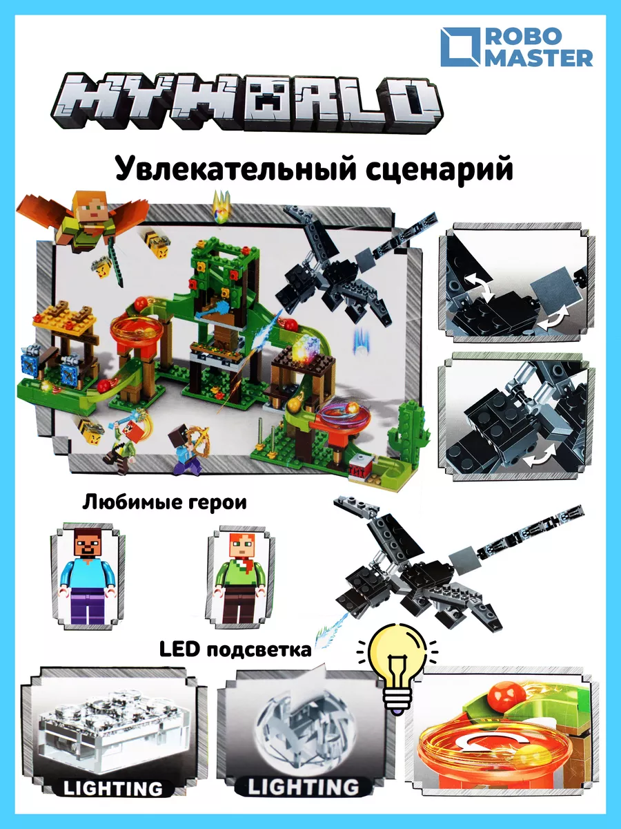 Конструктор minecraft развивающие игрушки майнкрафт Lego купить по цене 1  115 ₽ в интернет-магазине Wildberries | 134185637