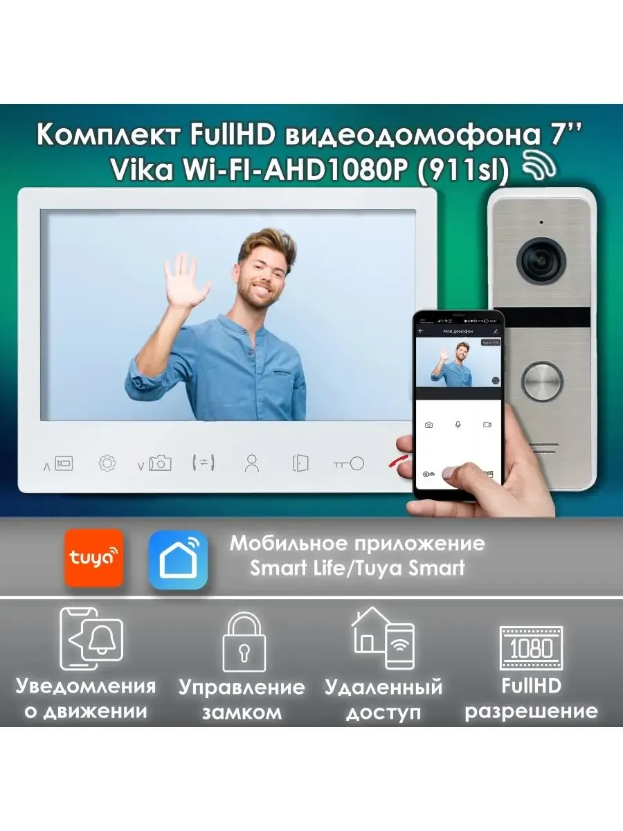 Комплект видеодомофона Vika-KIT WIFI (911sl) AlfaVision купить по цене  444,51 р. в интернет-магазине Wildberries в Беларуси | 135725114