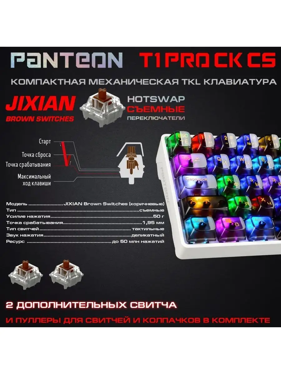 Клавиатура игровая Panteon T1 PRO и T1 PRO CK Keyboards купить по цене 4  399 ₽ в интернет-магазине Wildberries | 136220391