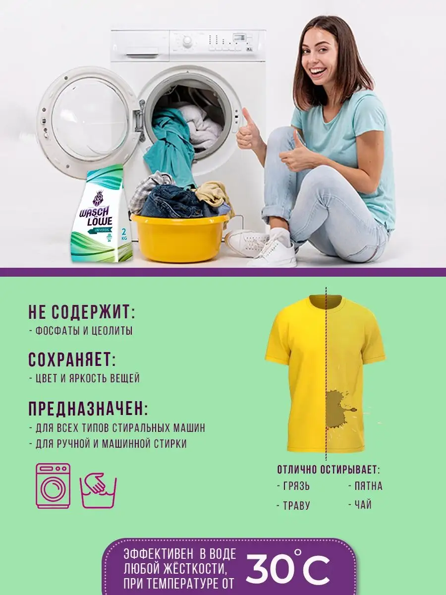 Spartan Cleaner Стиральный порошок 8кг (4 упаковки по 2кг) Wasch Lowe