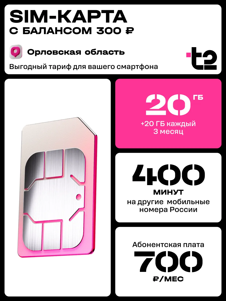 Сим-карта для Орловской области Tele2 купить по цене 189 ₽ в  интернет-магазине Wildberries | 136937980