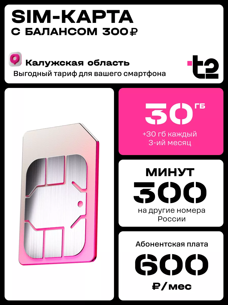 Сим-карта для Калужской области Tele2 купить по цене 150 ₽ в  интернет-магазине Wildberries | 136938018