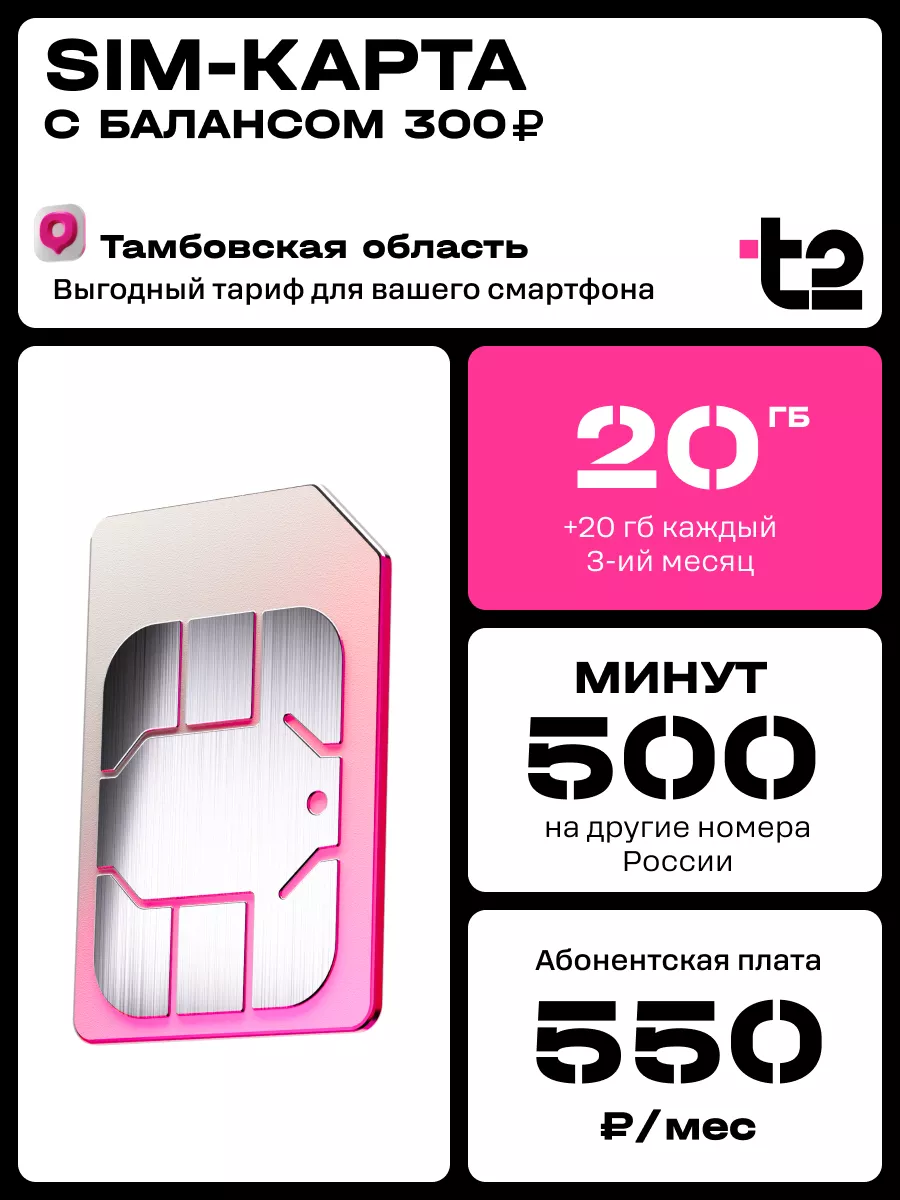 Сим-карта для Тамбовской области Tele2 купить по цене 126 ₽ в  интернет-магазине Wildberries | 136938029