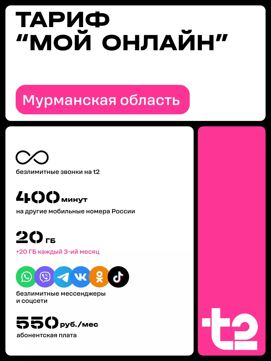 Сим-карта для Мурманской области Tele2 купить по цене 138 ₽ в  интернет-магазине Wildberries | 136938035