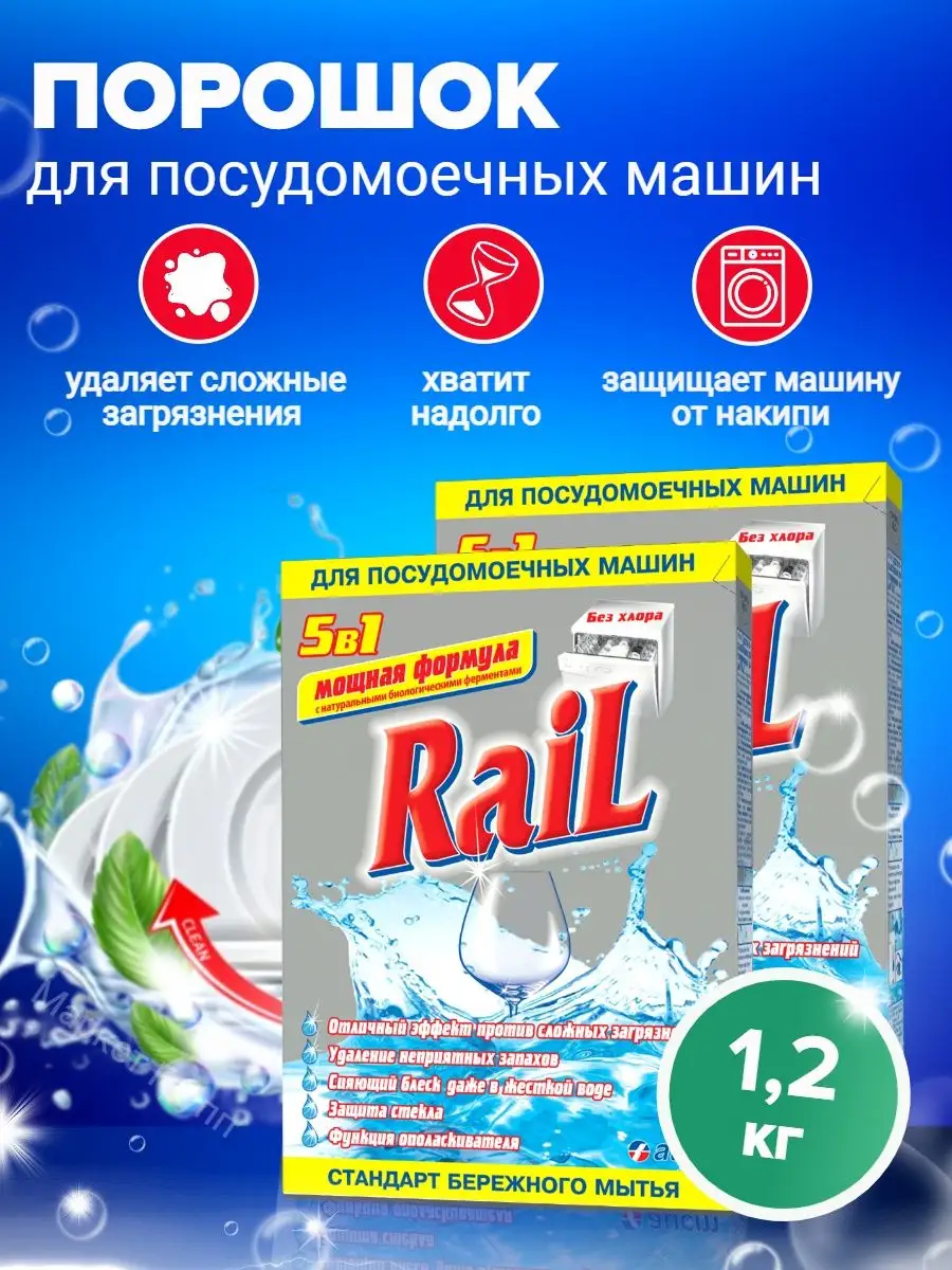 АИСТ Порошок для посудомоечных машин Rail 2 шт