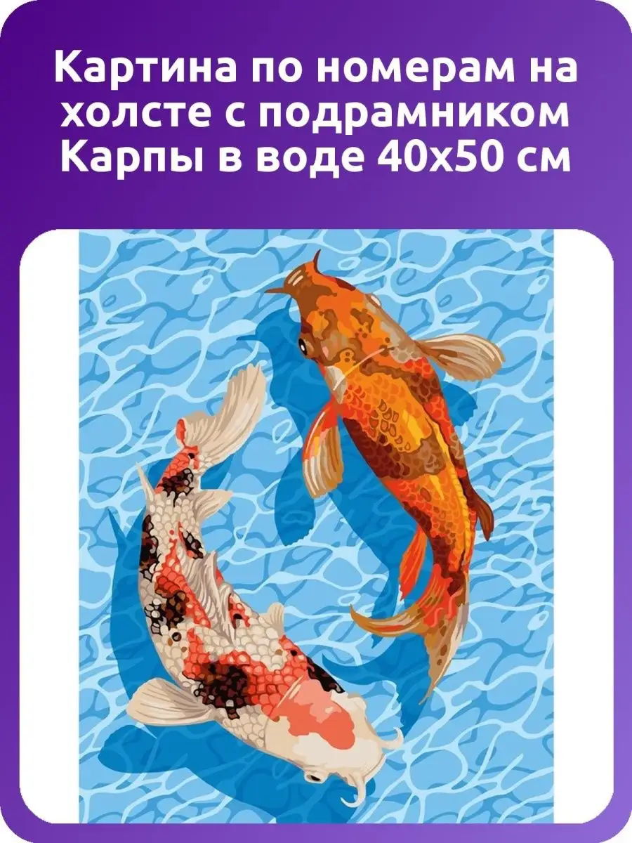 Картина по номерам на холсте с подрамником Карпы в воде 40х5 Школа талантов  купить по цене 1 220 ₽ в интернет-магазине Wildberries | 137411515