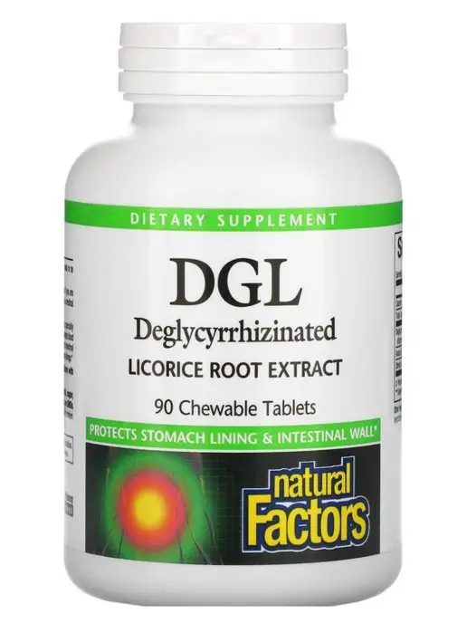 Natural Factors DGL, глицирризинат экстракта из корня солодки, 90 таблеток