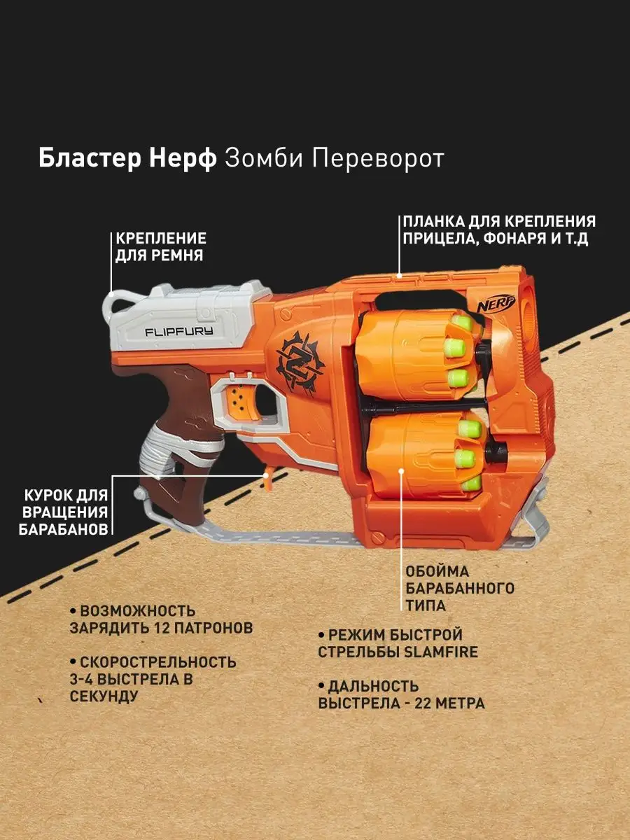 Бластер Нерф Зомби Страйк Переворот оружие игрушки детские NERF купить по  цене 3 827 ₽ в интернет-магазине Wildberries | 138025834