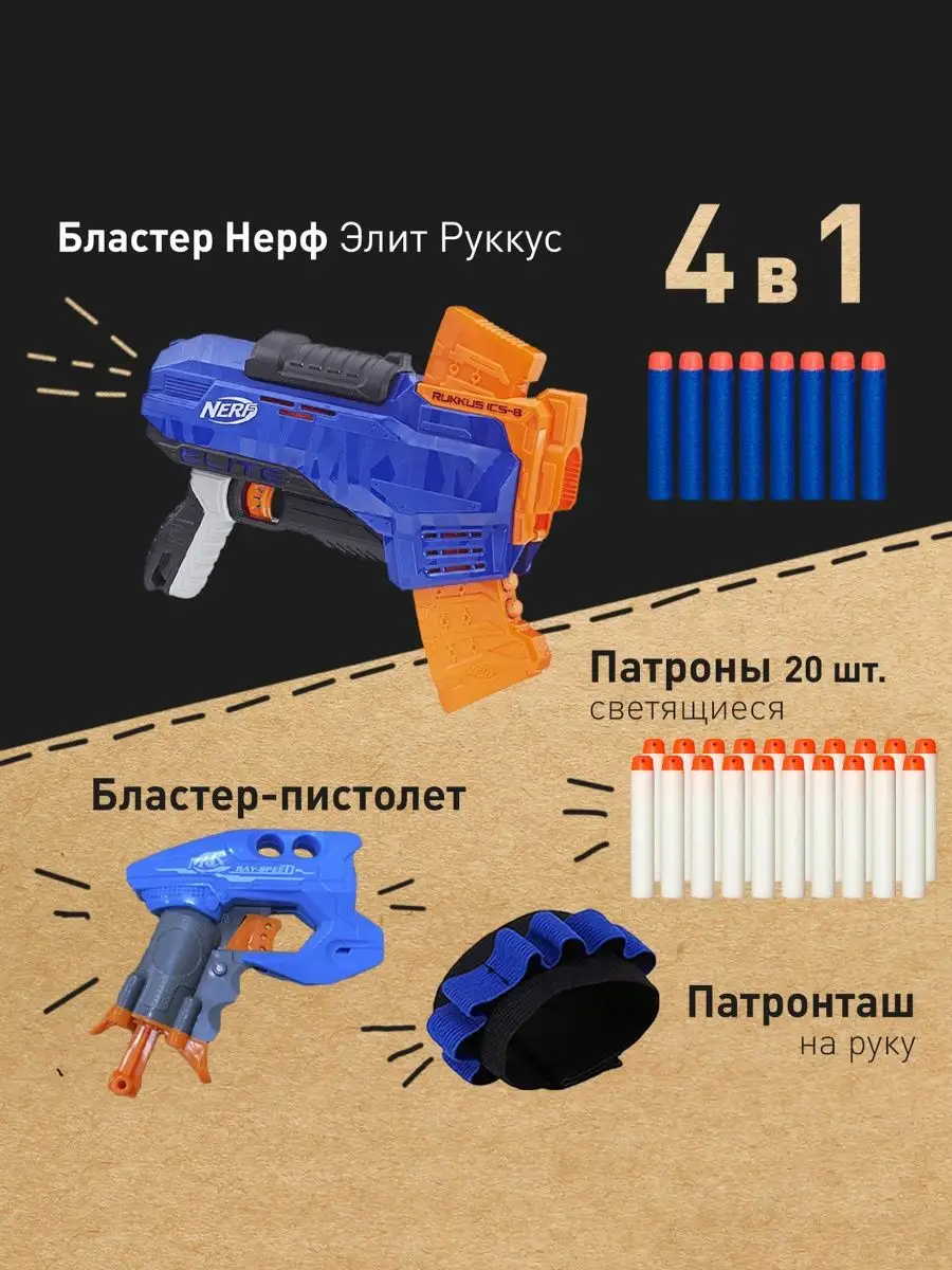 Бластер Нерф Элит Руккус автомат игрушечный пистолет NERF купить по цене  147,03 р. в интернет-магазине Wildberries в Беларуси | 138026802