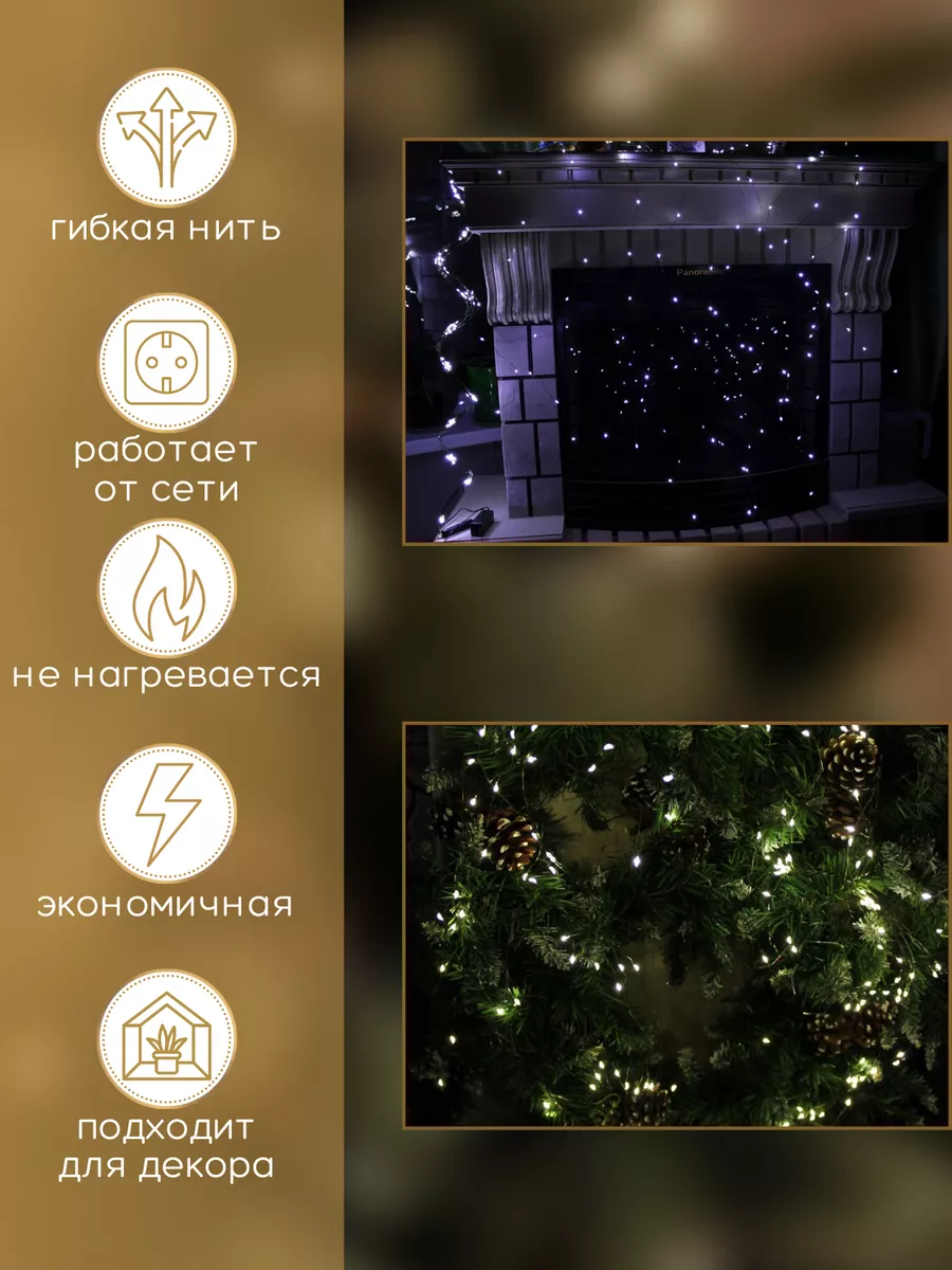 Гирлянда новогодняя на елку Капли росы Конский хвост от сети New Year TOYS  купить по цене 465 ₽ в интернет-магазине Wildberries | 138176960