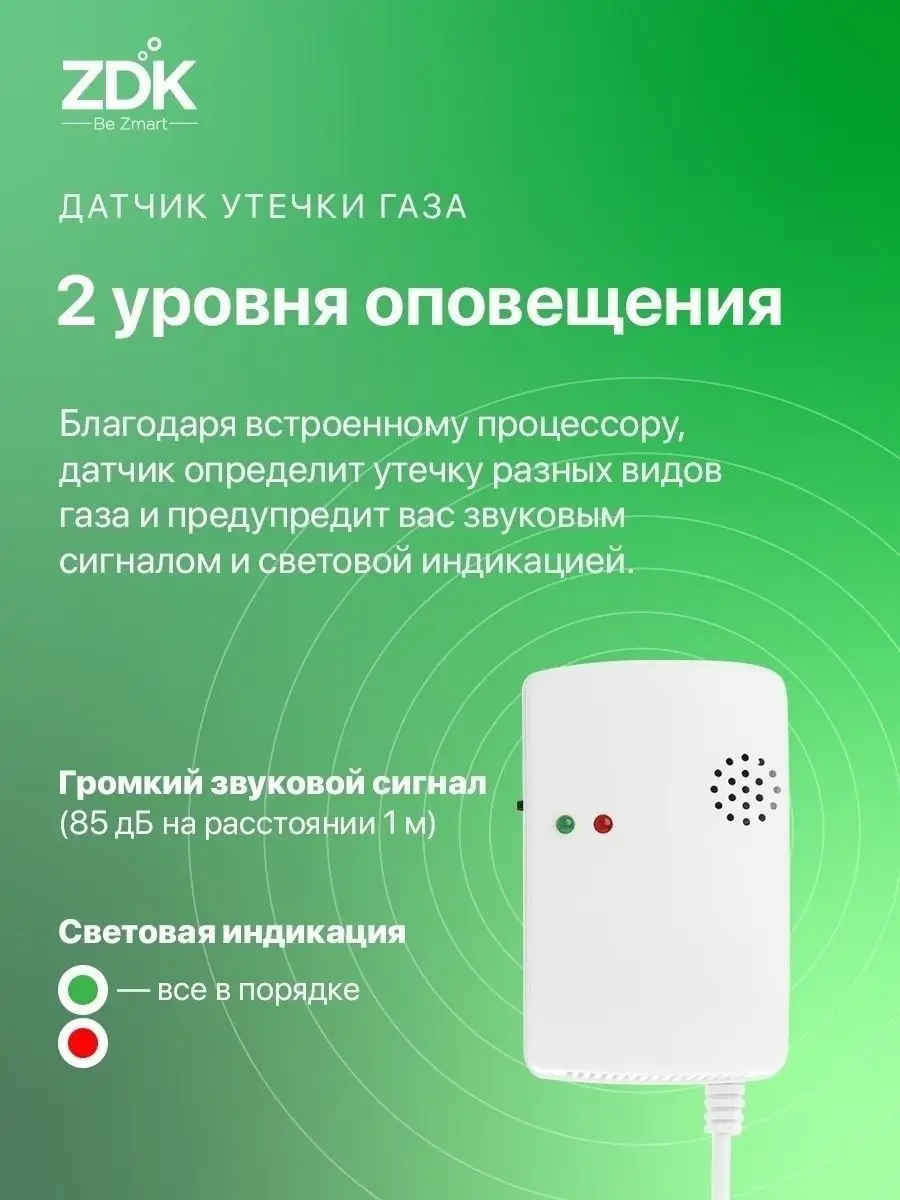 Датчик утечки бытового газа для дома ZDK купить по цене 529 ₽ в  интернет-магазине Wildberries | 138191211