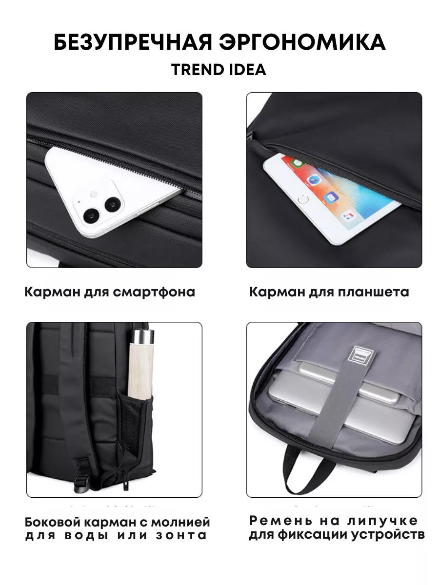 Рюкзак школьный городской для ноутбука с usb TREND IDEA купить по цене 1  749 ₽ в интернет-магазине Wildberries | 138957216