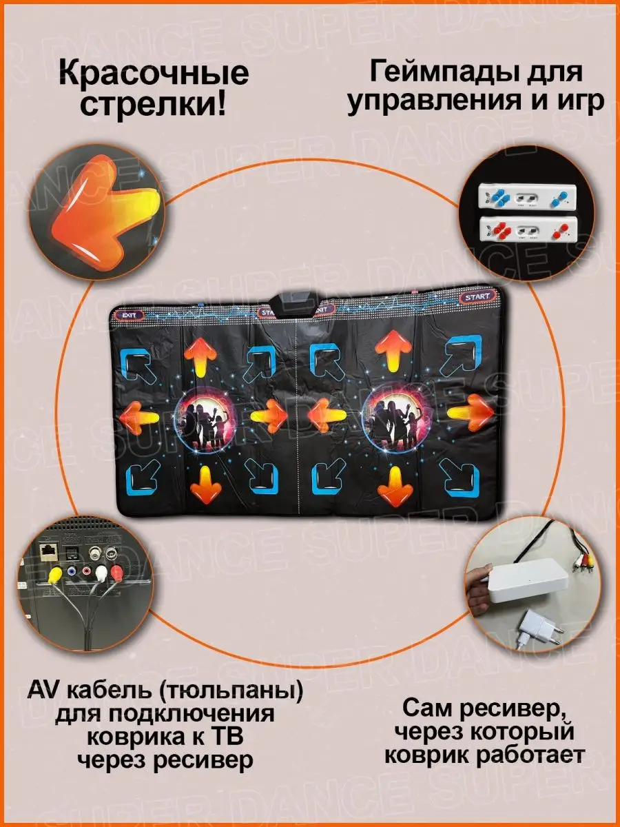 Aspel Беспроводной танцевальный коврик на двоих для ТВ