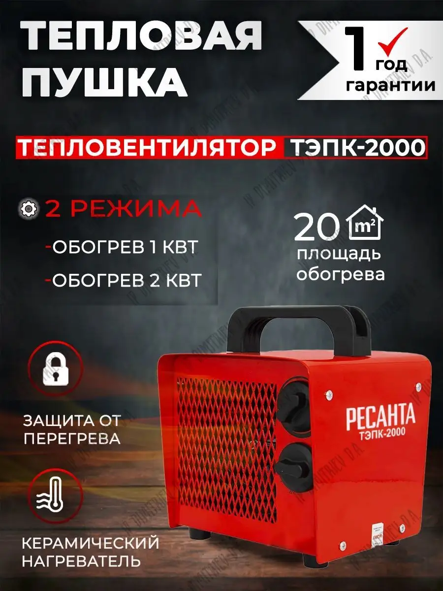 Тепловая пушка электрическая обогреватель Ресанта купить по цене 1 774 ₽ в  интернет-магазине Wildberries | 140697827