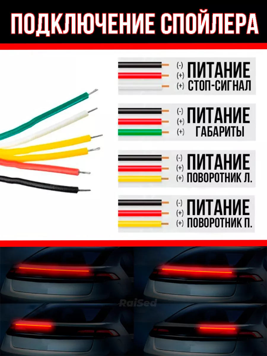 Лип спойлер с LED подсветкой RaiSed купить по цене 1 258 ₽ в  интернет-магазине Wildberries | 140727516