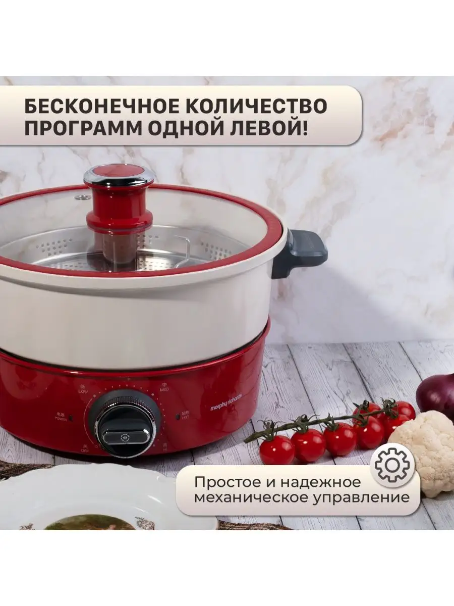 Мультиварка пароварка электро кастрюля с крышкой 4л Morphy Richards купить  по цене 10 594 ₽ в интернет-магазине Wildberries | 141346258