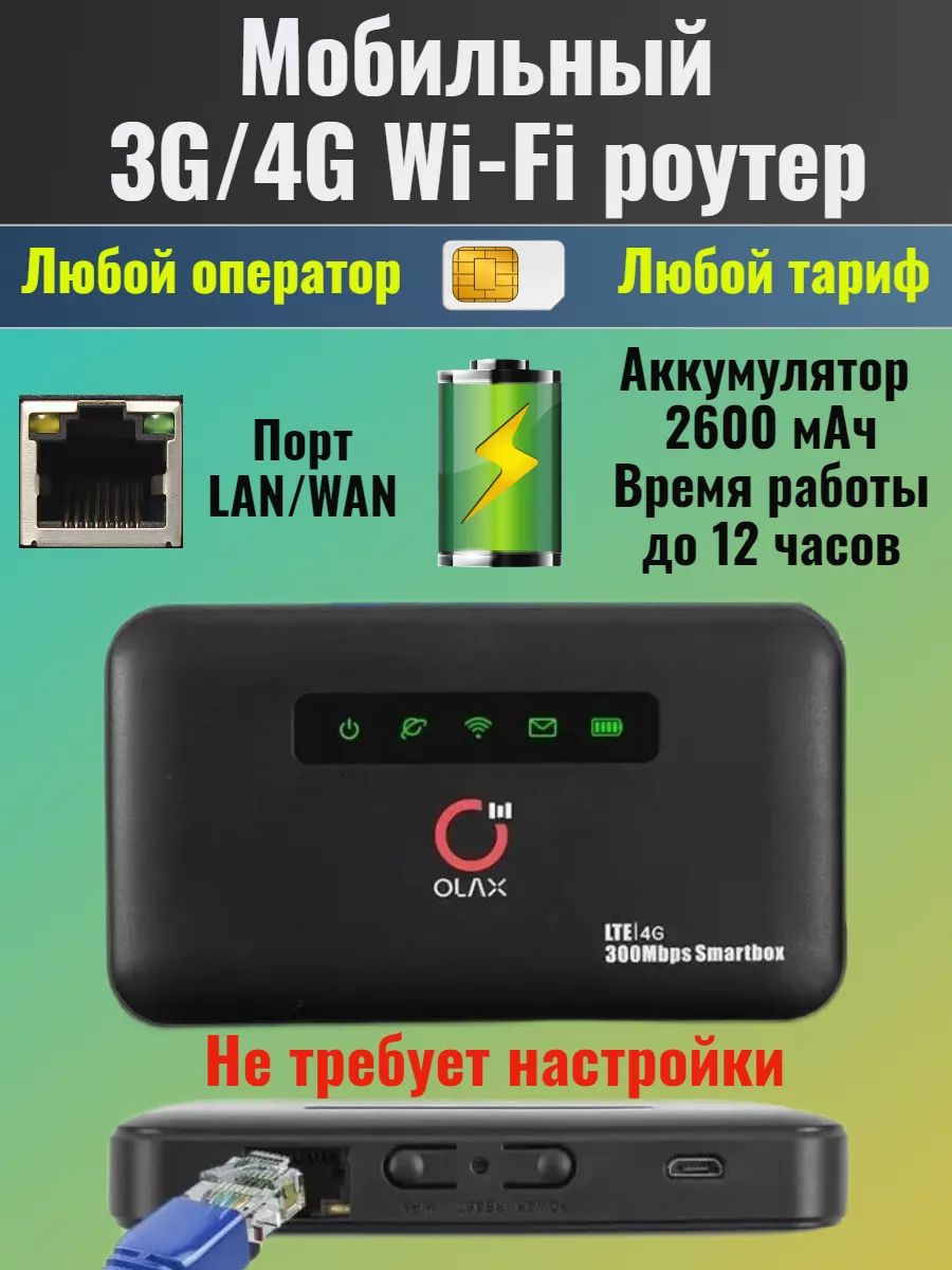 4G роутер MF6875 фиксация TTL, смена IMEI, 300Mbs, 2600MAH OLAX купить по  цене 3 042 ₽ в интернет-магазине Wildberries | 141351377