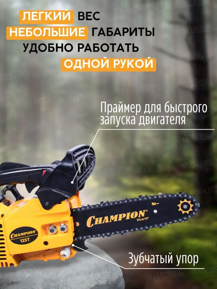 Бензиновая цепная пила Champion 125T-10, шина 25 см Champion ® купить по  цене 7 738 ₽ в интернет-магазине Wildberries | 142228549