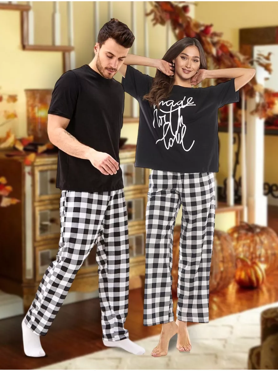 VETU Парная пижама со штанами домашняя хлопок