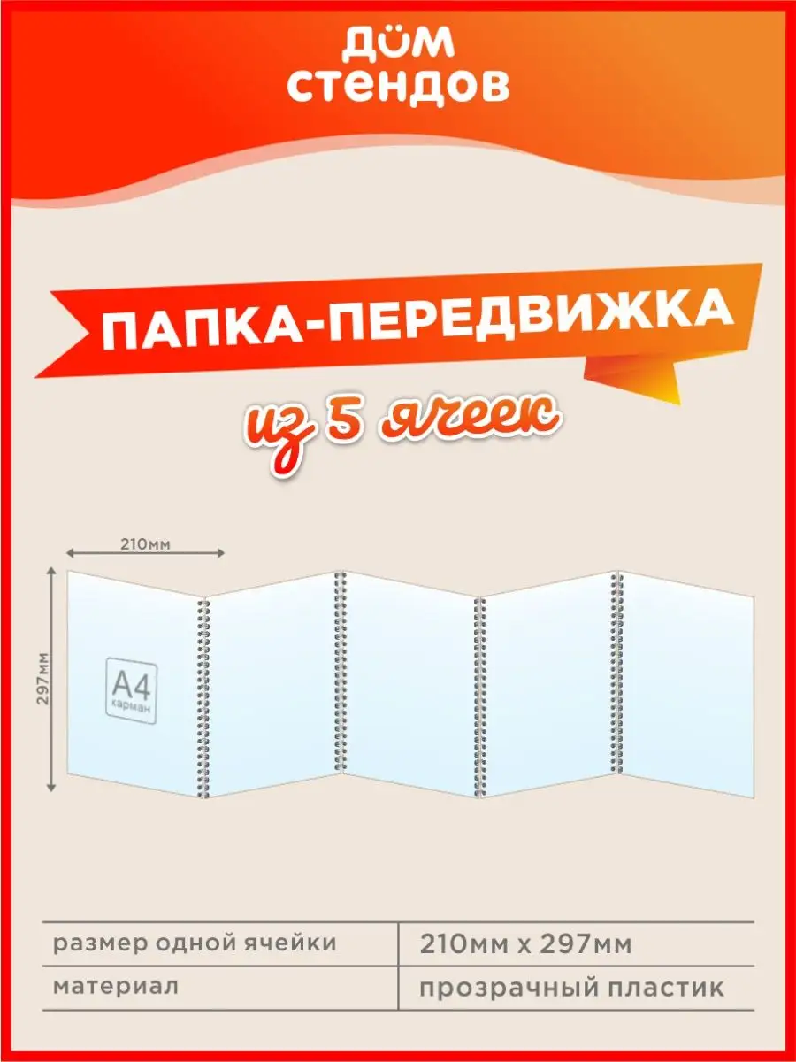 Папка-передвижка, 5 ячеек, Формат А4 Дом Стендов купить по цене 0 сум в  интернет-магазине Wildberries в Узбекистане | 143262595