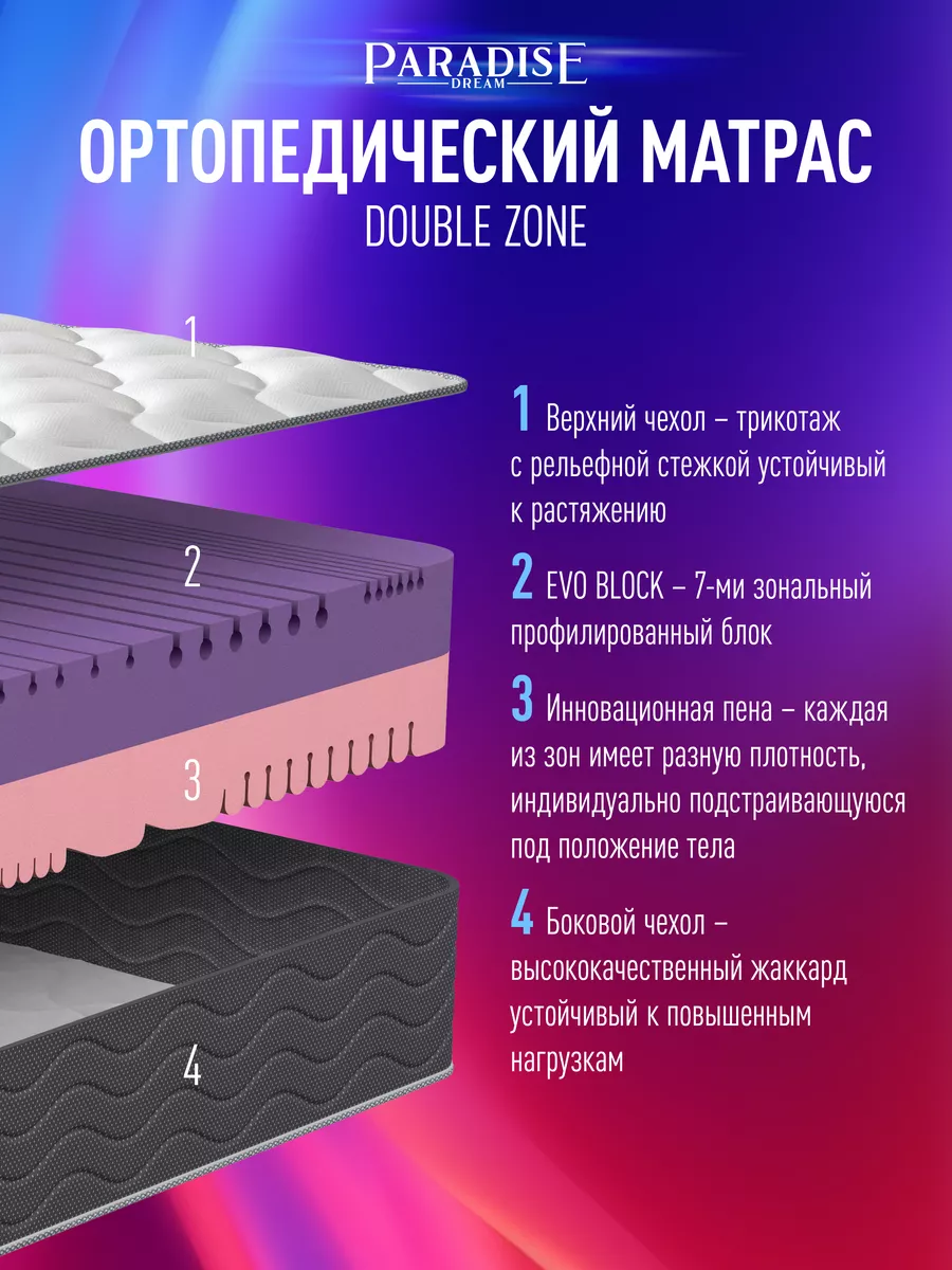 Матрас 90х200 ортопедический беспружинный на кровать Paradise Dream купить  по цене 6 648 ₽ в интернет-магазине Wildberries | 143289587