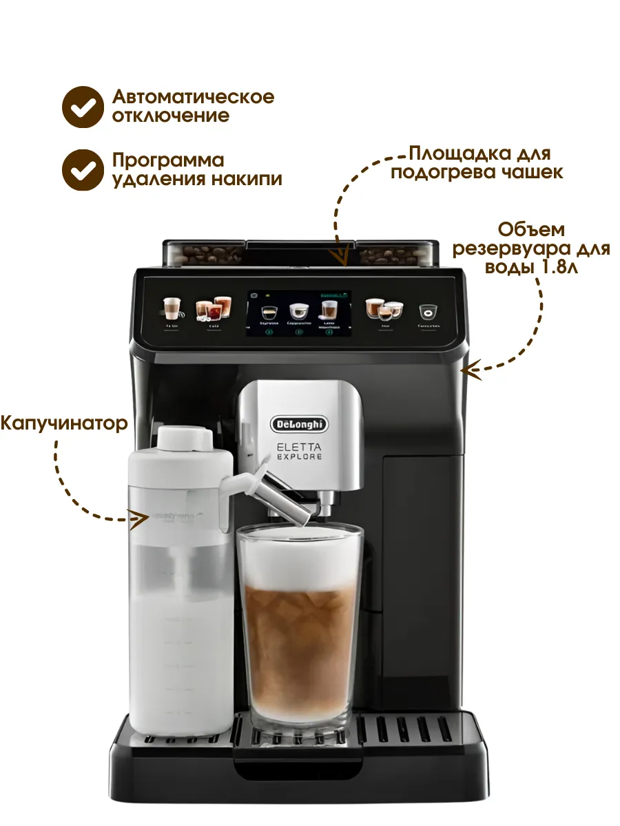 Эспрессо кофемашина Eletta Explore ECAM450.55 Delonghi купить по цене 93  747 ₽ в интернет-магазине Wildberries | 144452977