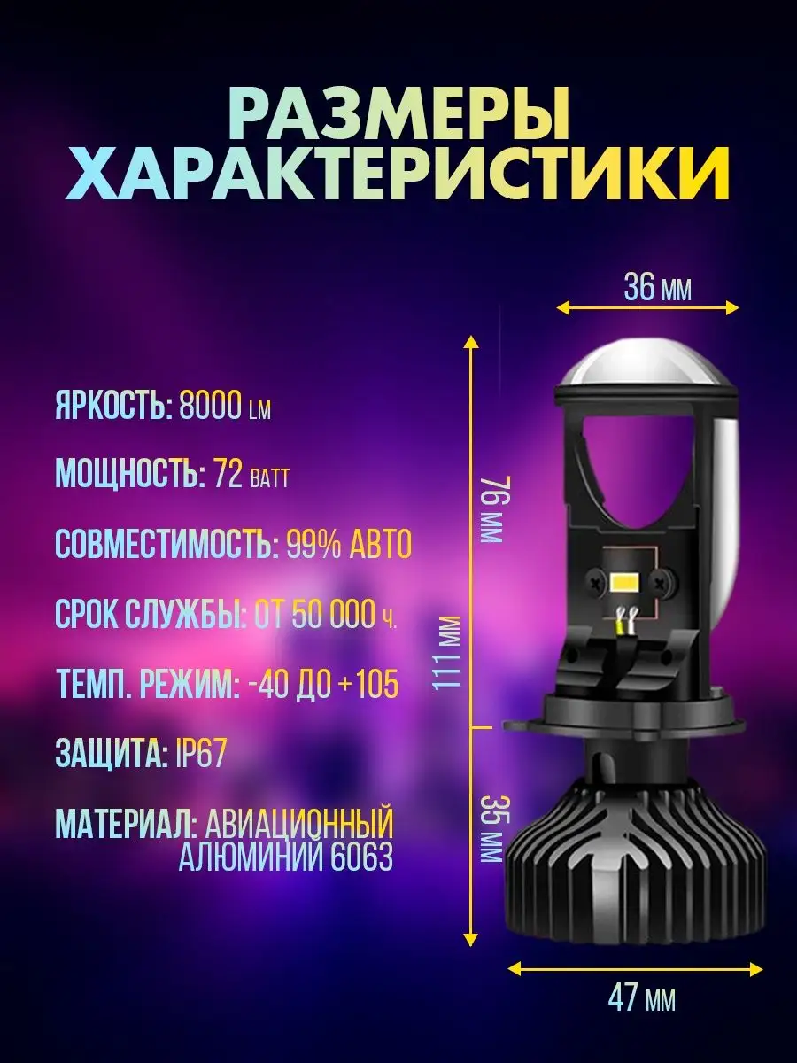 Мини линзы H4 bi led Y9