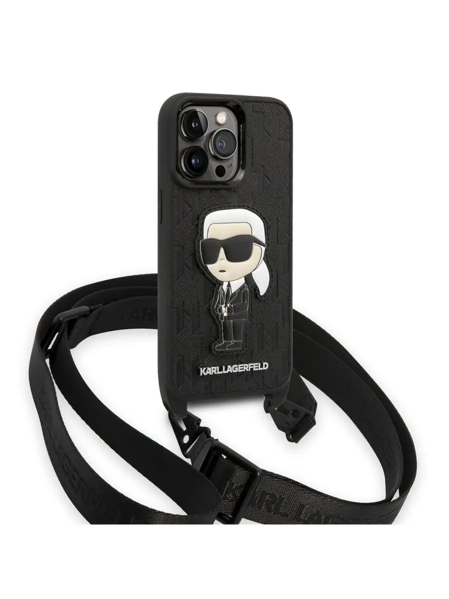 Чехол на iPhone 14 Pro из экокожи с ремешком PU leather Karl Lagerfeld  купить по цене 2 874 ₽ в интернет-магазине Wildberries | 145471076