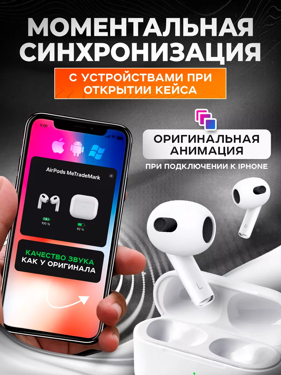 Наушники беспроводные с микрофоном A.Pods 3 Android iphone Me TradeMark  купить по цене 268 700 сум в интернет-магазине Wildberries в Узбекистане |  145726284