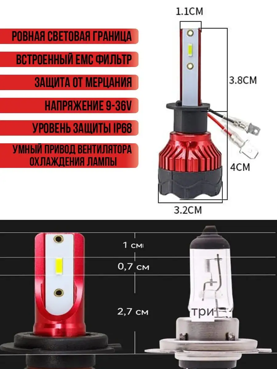 Светодиодные лампы для авто LED диодные H1