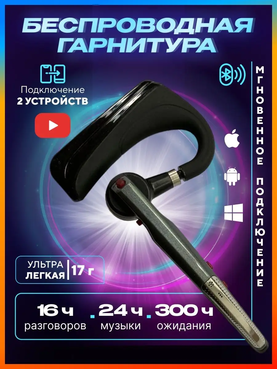 Беспроводная Гарнитура HSP-B3 PRO Dual Mic свободные руки HonShoop купить  по цене 107,07 р. в интернет-магазине Wildberries в Беларуси | 146875859