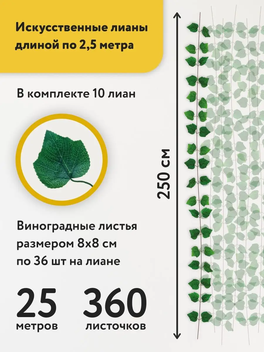 Лианы искусственные в комнату декор для дома на стену набор Mimipic купить  по цене 0 р. в интернет-магазине Wildberries в Беларуси | 147235382