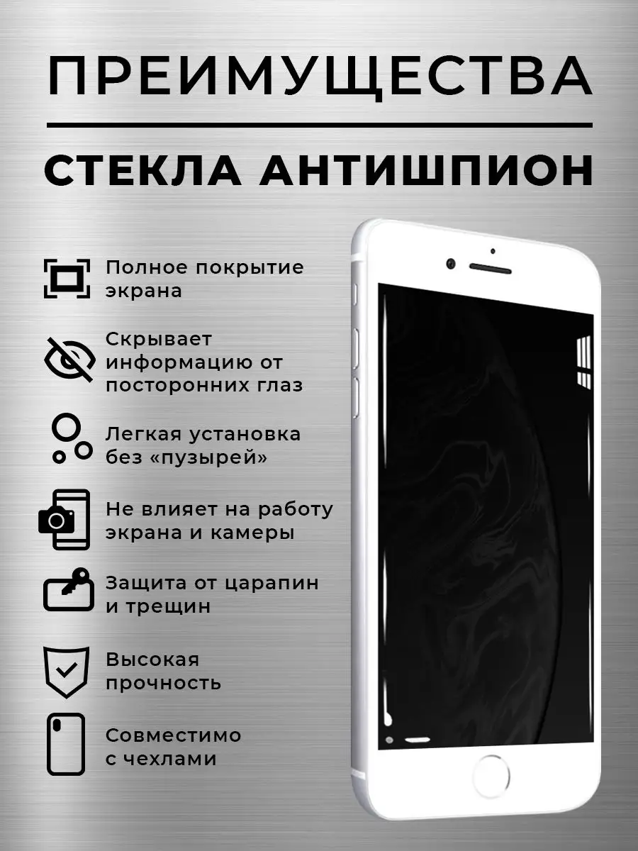 Защитное стекло для iPhone 7 Plus 8 Plus антишпион GlassMaier купить по  цене 5,89 р. в интернет-магазине Wildberries в Беларуси | 147676071