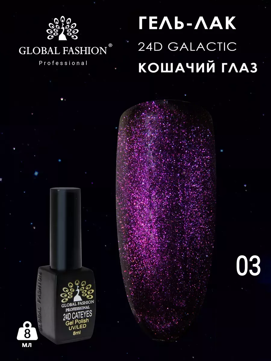 Global Fashion Гель-лак Кошачий глаз хамелеон