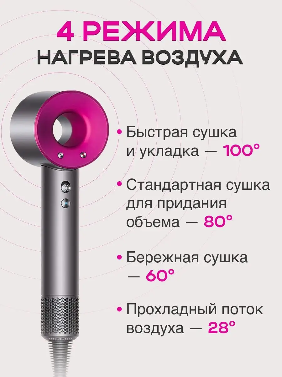 Фен для волос профессиональный мощный с насадками 5 в 1 Super hair dryer  купить по цене 1 767 ₽ в интернет-магазине Wildberries | 148795321