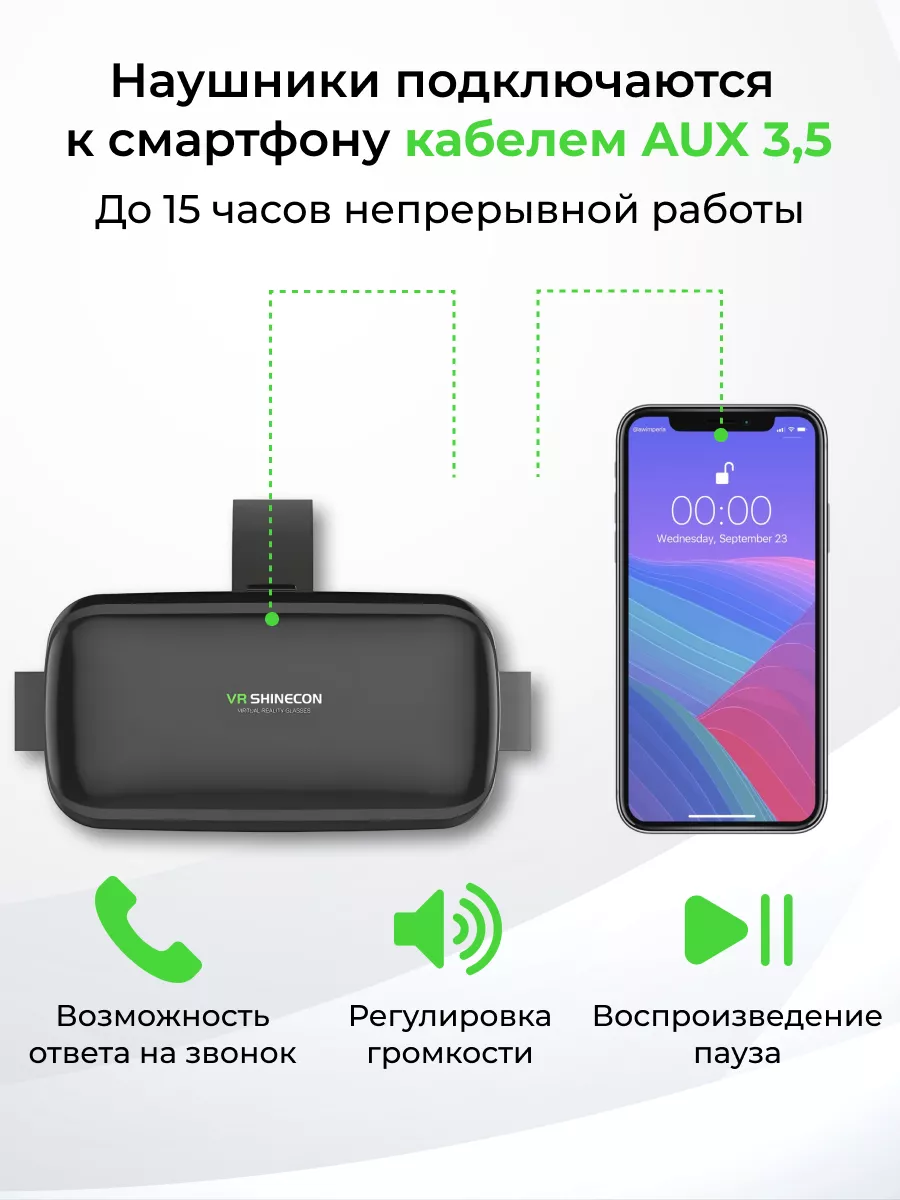 Виртуальные очки для игр и видео с наушниками VR 3D Shinecon купить по цене  3 261 ₽ в интернет-магазине Wildberries | 149197693