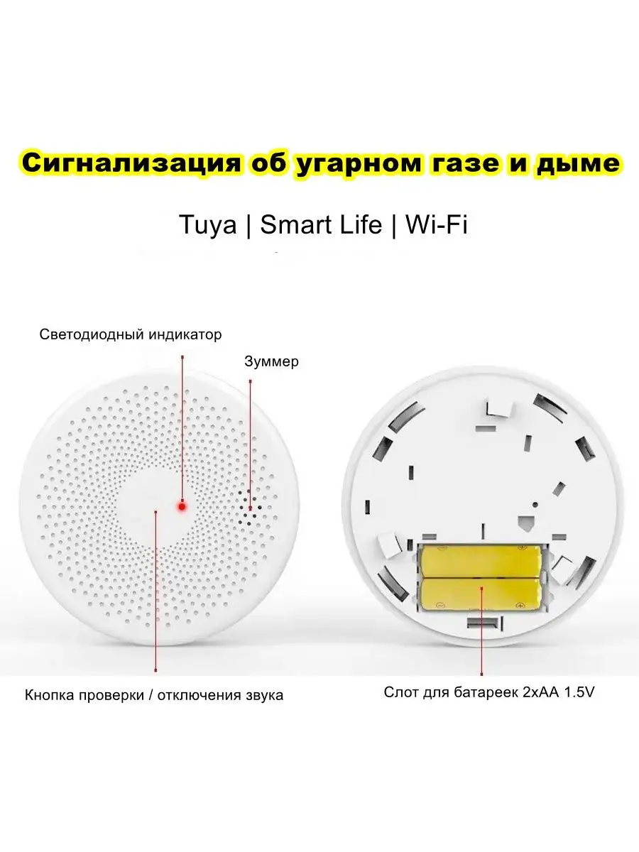 Датчик угарного газа и дыма, пожарная сигнализация для дома MyLatso купить  по цене 52,95 р. в интернет-магазине Wildberries в Беларуси | 149507598