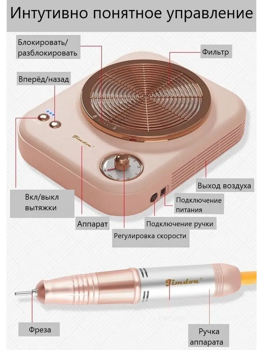Аппарат для маникюра и педикюра с вытяжкой JIMDOA купить по цене 3 664 ₽ в  интернет-магазине Wildberries | 149570575