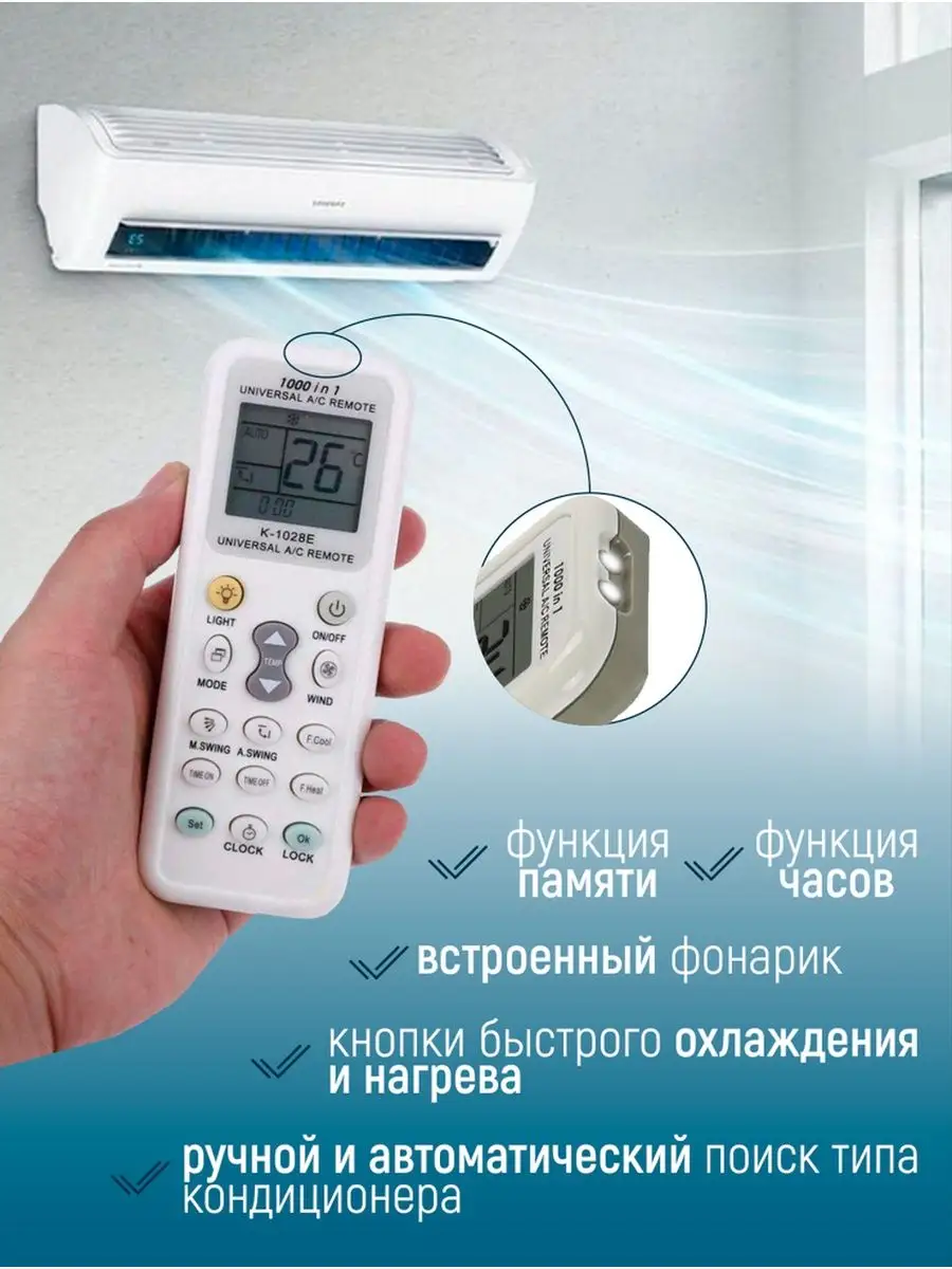 SHIK HOME Пульт К-1028Е для сплит-систем и кондиционеров