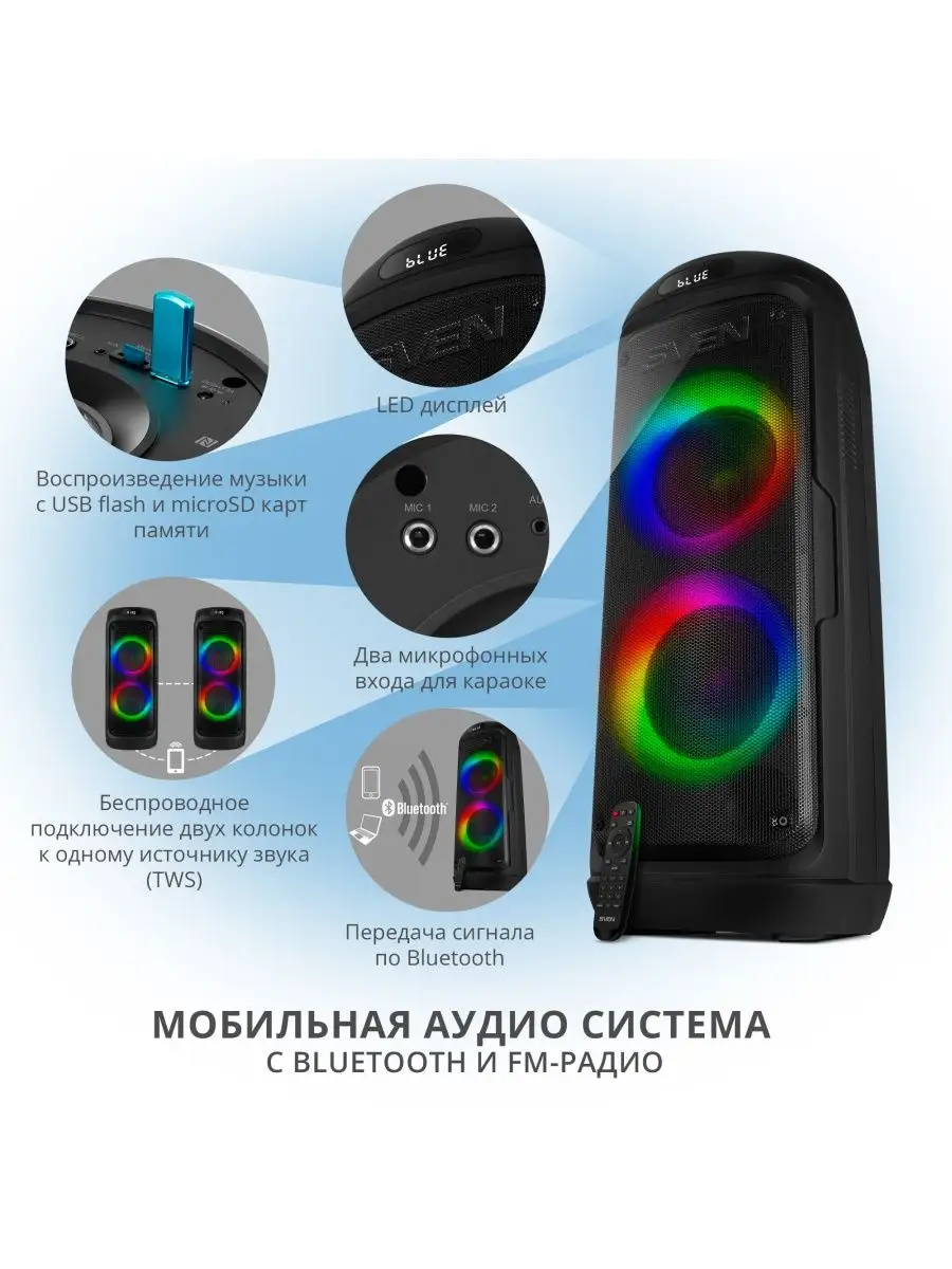 Беспроводная портативная Bluetooth колонка PS-770 Sven купить по цене 12  417 ₽ в интернет-магазине Wildberries | 151192359