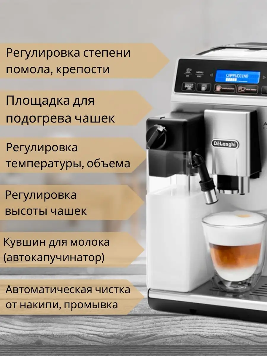 Кофемашина автоматическая зерновая с капучинатором Delonghi купить по цене  74 026 ₽ в интернет-магазине Wildberries | 152169205