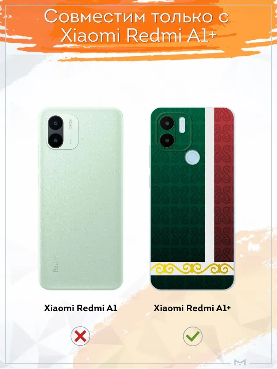 Мобилиус Чехол на Xiaomi Redmi A1+ с принтом Флаг Чечня