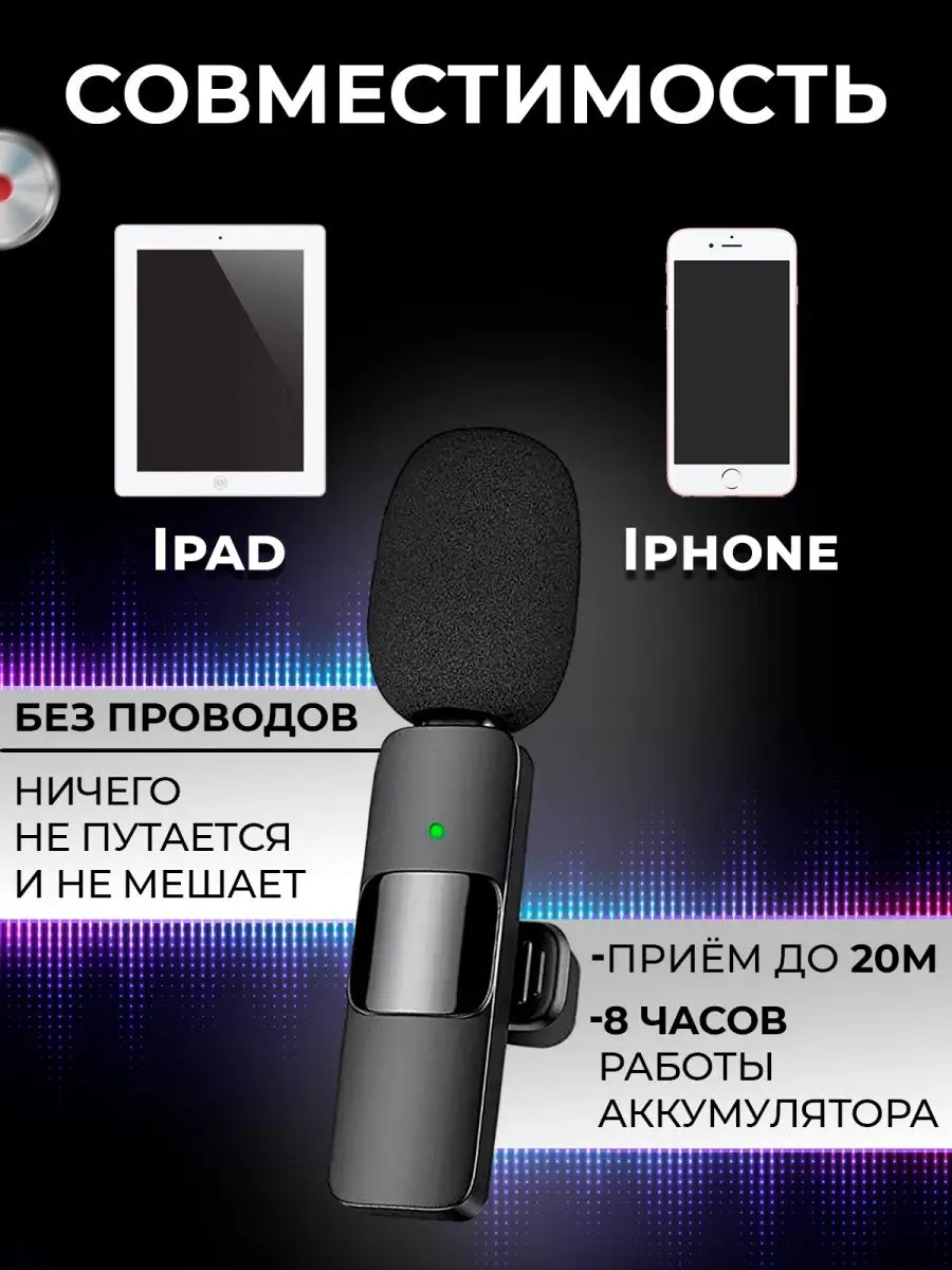 Микрофон петличный беспроводной для телефона iPhone CreativeBox купить по  цене 15,46 р. в интернет-магазине Wildberries в Беларуси | 153274046