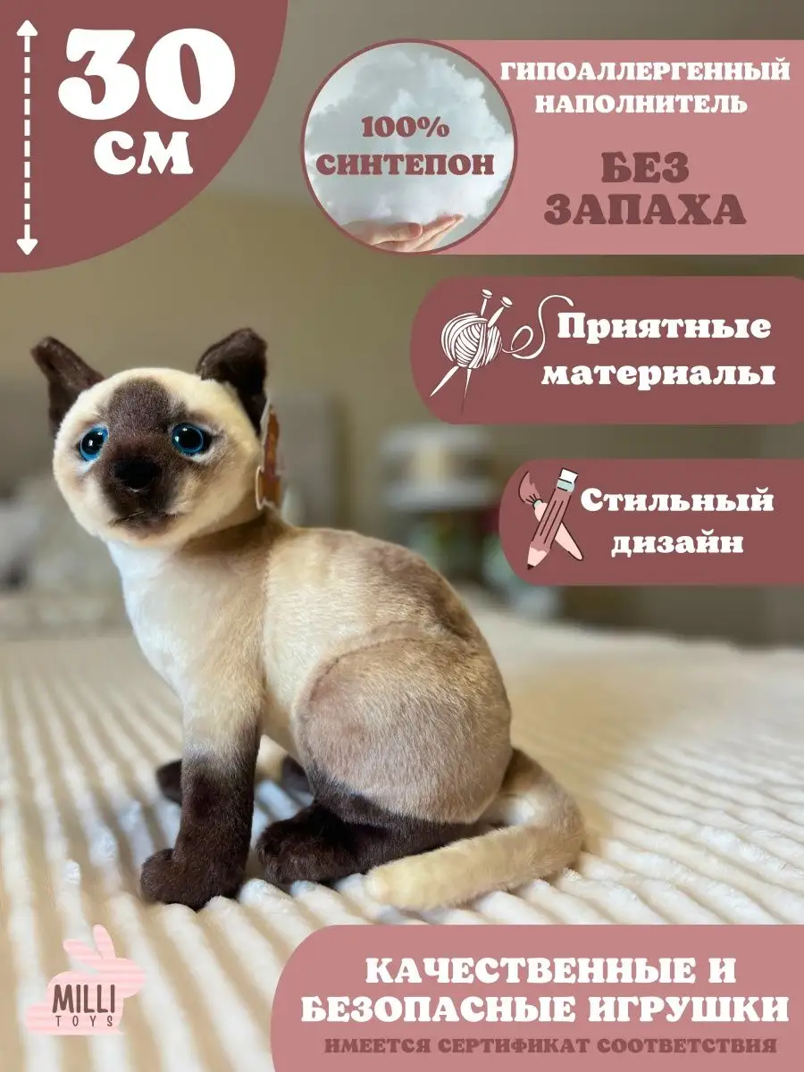 Мягкая игрушка кот плюшевая кошка Milli toys купить по цене 223 100 сум в  интернет-магазине Wildberries в Узбекистане | 153343557