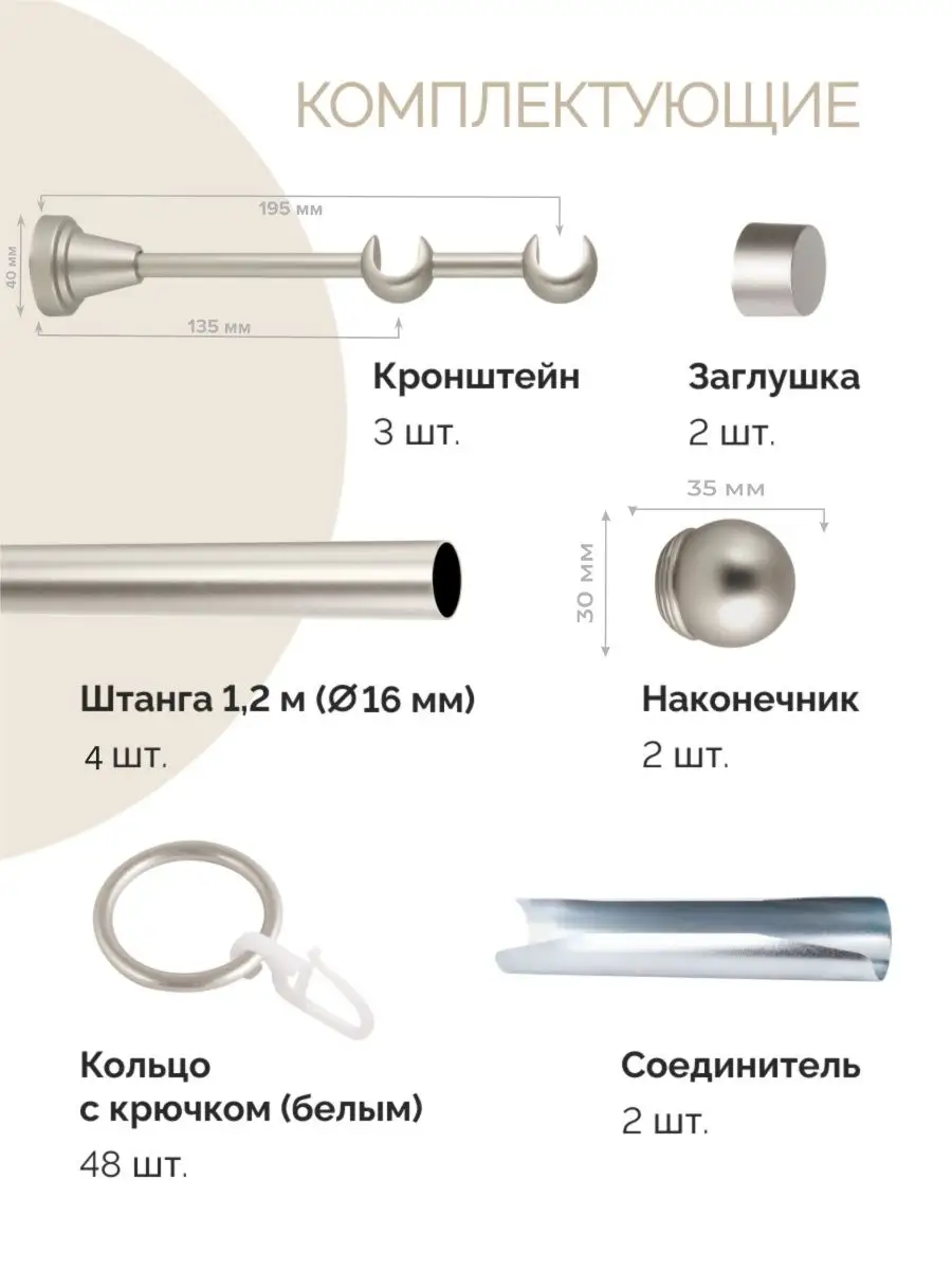 Карниз для штор двухрядный настенный 240 см в спальню