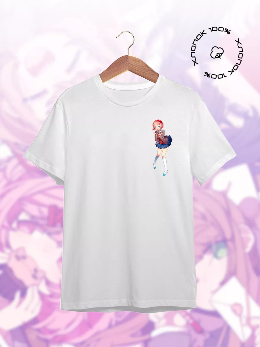 PRINT MUST GO ON Футболка оверсайз с принтом Doki Doki Literature Club